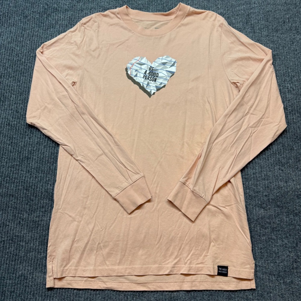 Be A Good Person Peach Heart Graphic Shirt Unisex‎ M USA Long Sleeve Streetwear